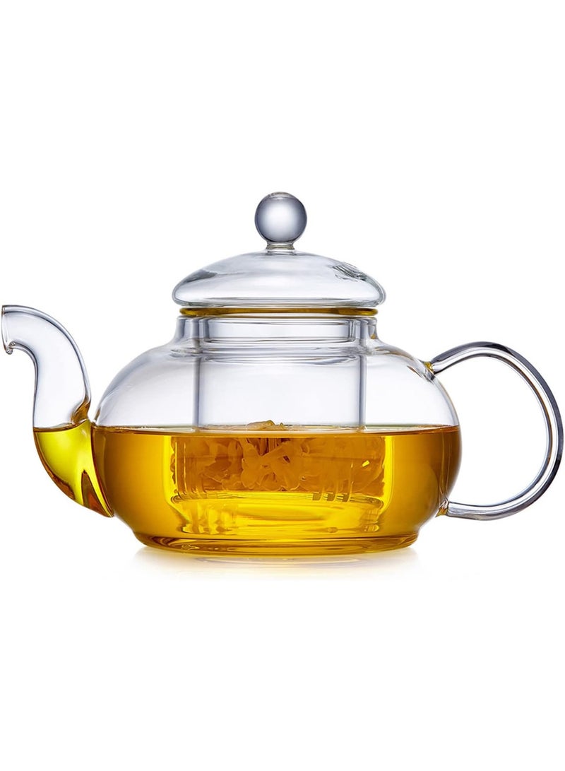 Glass Teapot with Removable Clear Infuser 20.3oz/ 600ml Stove Top & Microwave Safe Borosilicate Glass Kettle with Loose Leaf Tea Strainer For Flower Blooming Tea - Image 1
